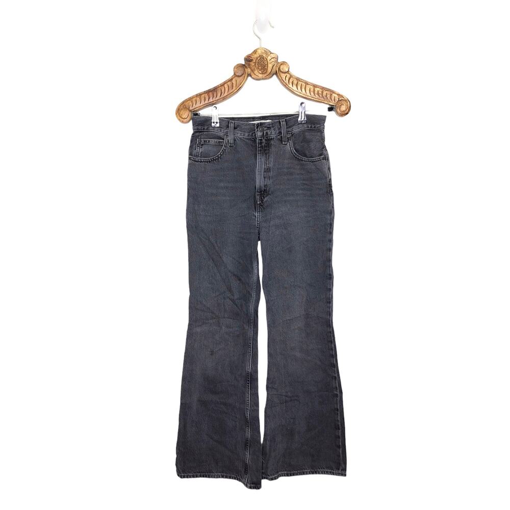 LEVI'S Jeans 70's High Flare Washed Black Zip Fly Bell Bottom Rigid Denim 26